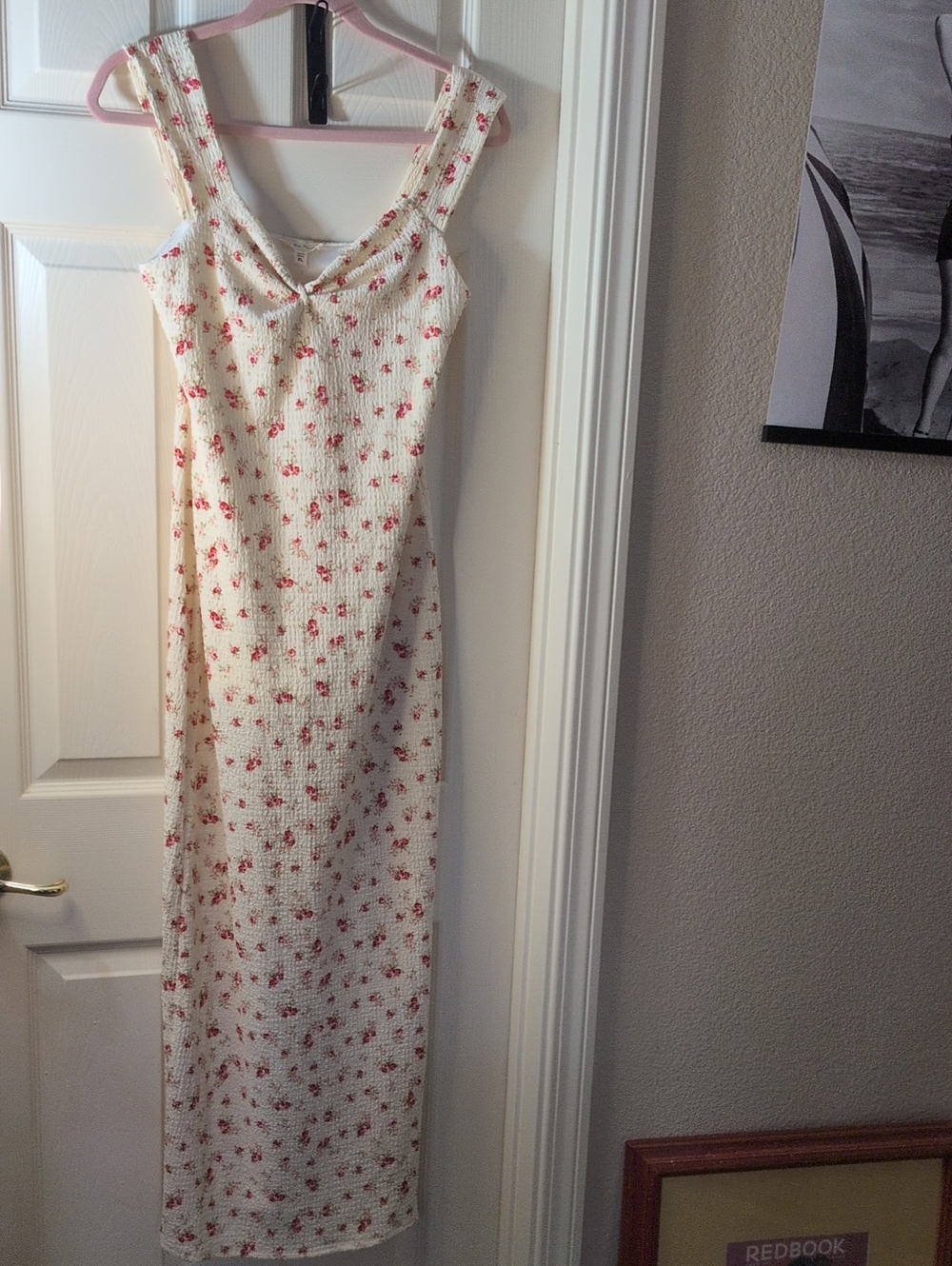 NWT See You Monday Cream Floral Maxi Dress with Pink Print, Size XL